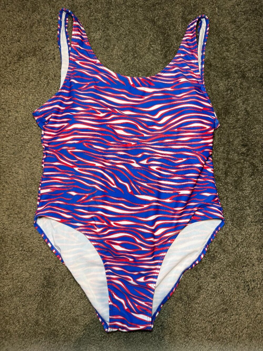 The BFLO Store Buffalo Bills Royal Blue Red Zebra Swimsuit One Piece XL